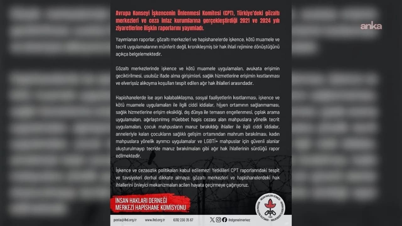 İHD: Hak ihlallerini önleyici mekanizmaları acilen hayata geçirmeye çağırıyoruz