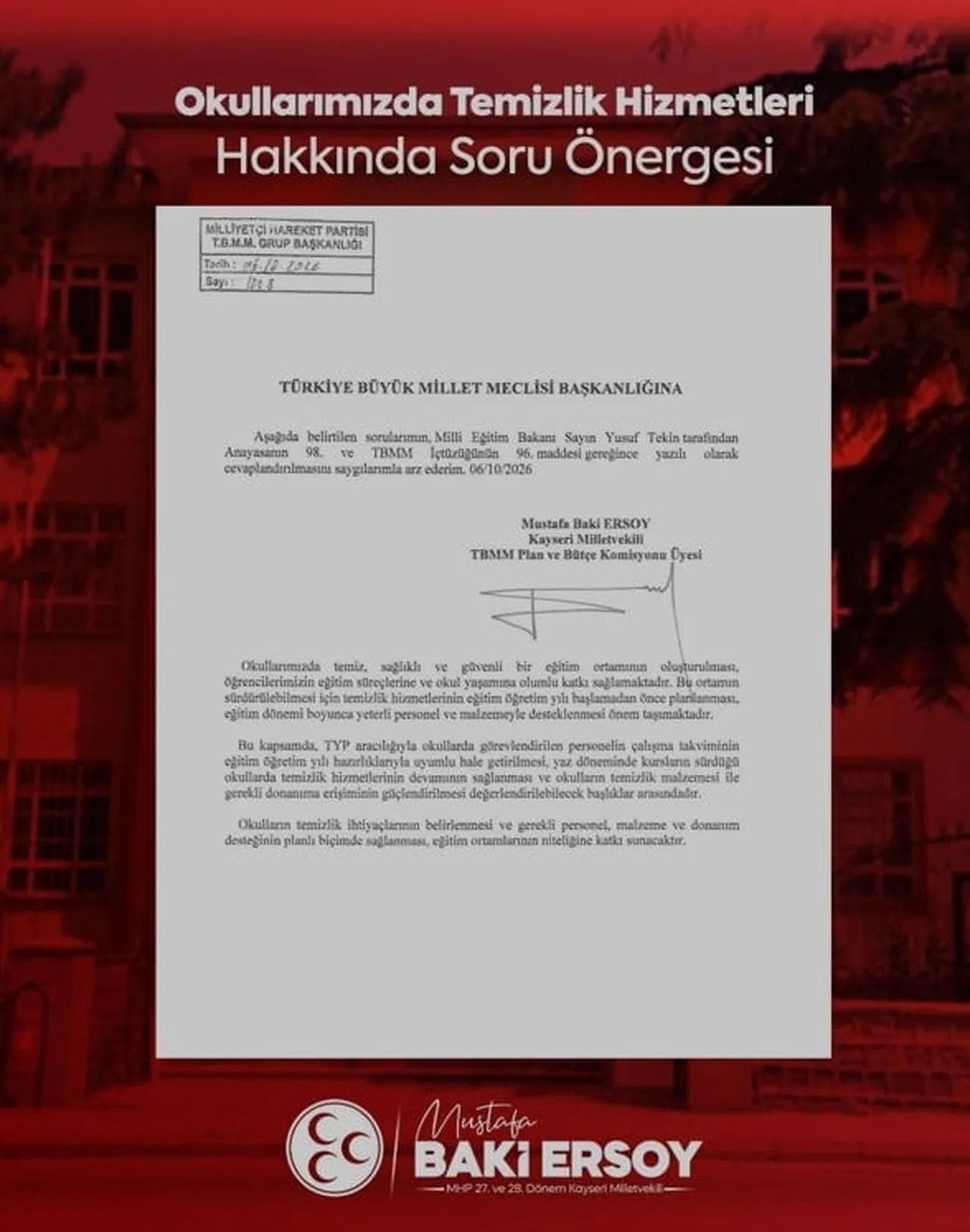 okullarda temizlik koşulları meclis gündeminde