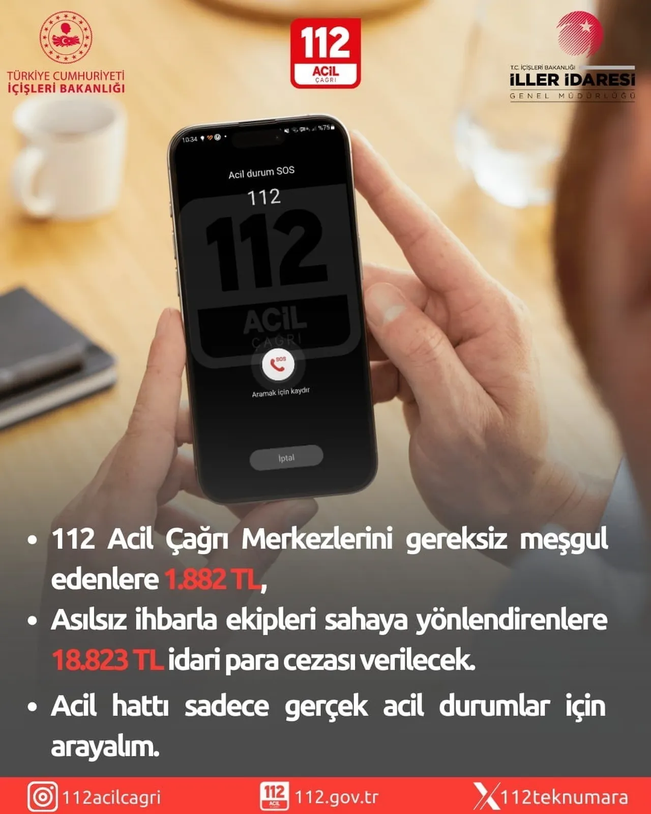 Amasya'da acil hattı meşgul edenlere 56 bin 469 lira ceza; asılsız çağrılar yüzde 20,81