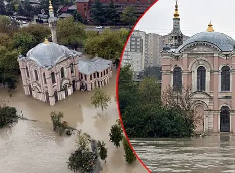 İstanbul’da sağanak felaketi! Tarihi cami sular altında