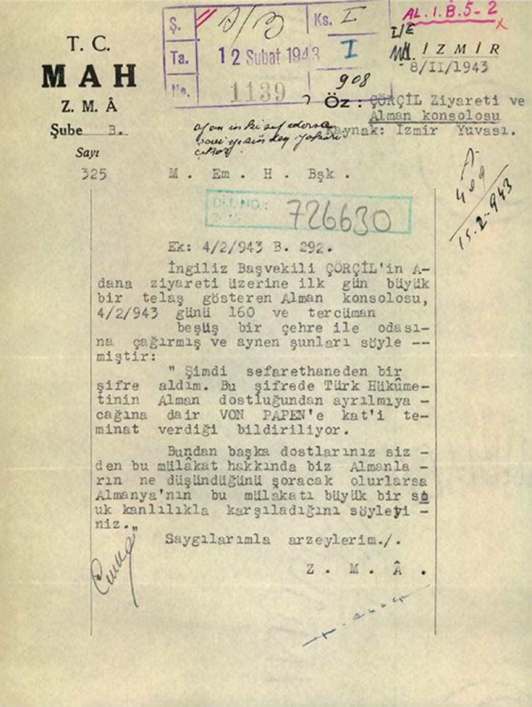 MİT, İnönü-Churchill’in Adana görüşmesi sonrası 1943 tarihli gizli belgeyi yayımladı: “Almanlar telaşlandı”